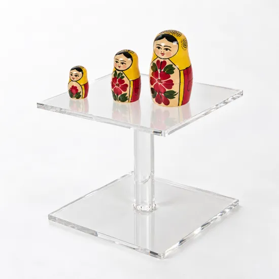 Helder acryl zuiltje van 5 cm hoog voor product presentatie