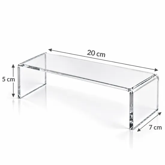 Lage plexiglas schoendisplay van 5 cm hoog voor het uitstallen van schoenen