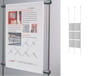 Raampresentatie rvs stang 2 rijen 3x A4 portrait