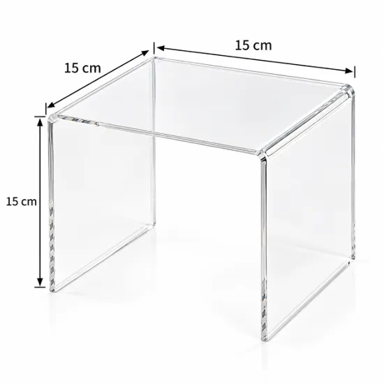 Acryl U tafel met afmetingen 15 × 15 × 15 cm in helder plexiglas