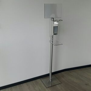 Desinfectie zuil basic met opvangbakje en Topkaarthouder